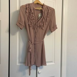 Antropologie Project Alabama Dusty Rose Silky Ruffle Tunic Length Top | …
